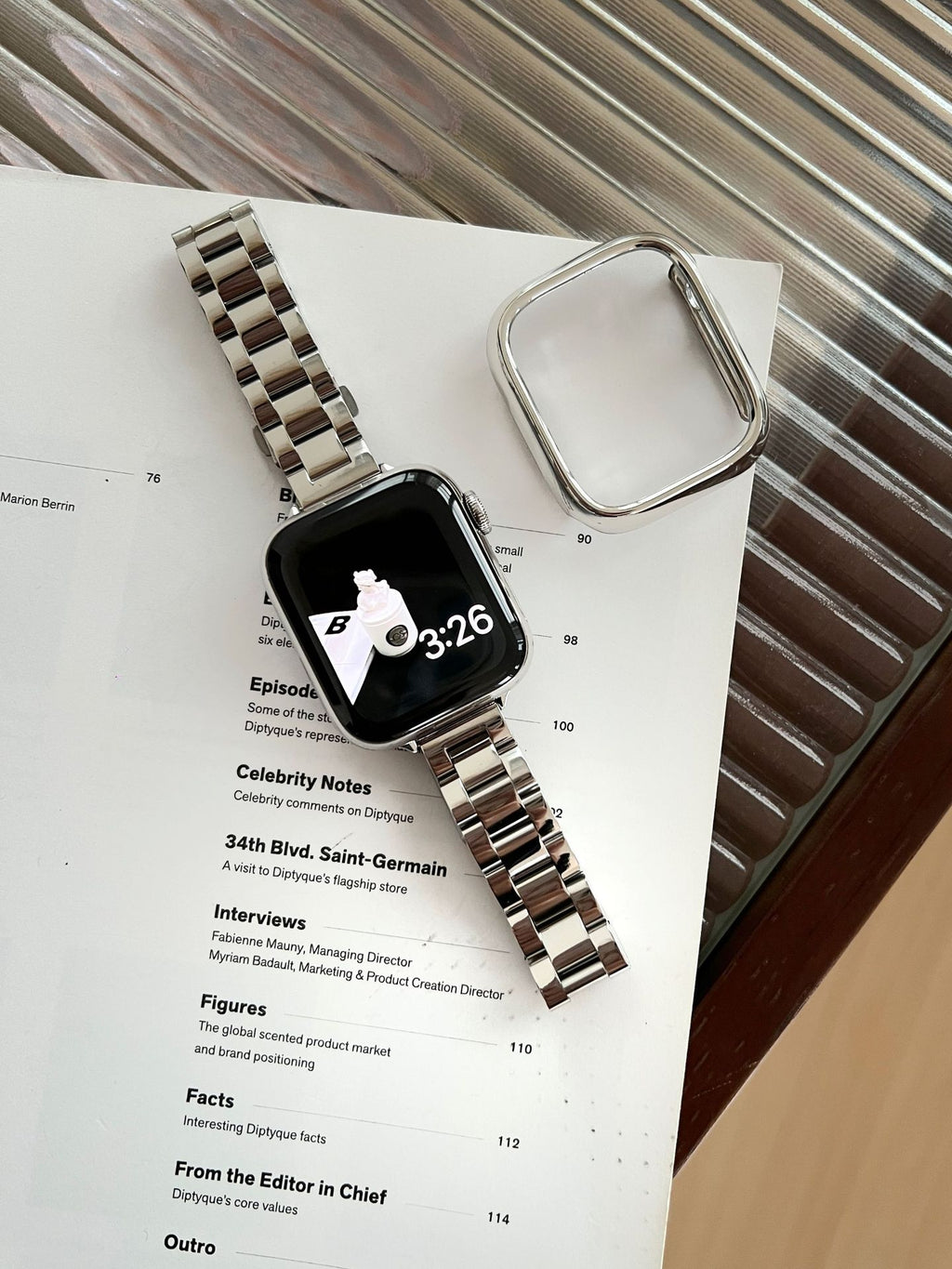 Glossy Slim Triple-Bead Stainless Band for Apple Watch
