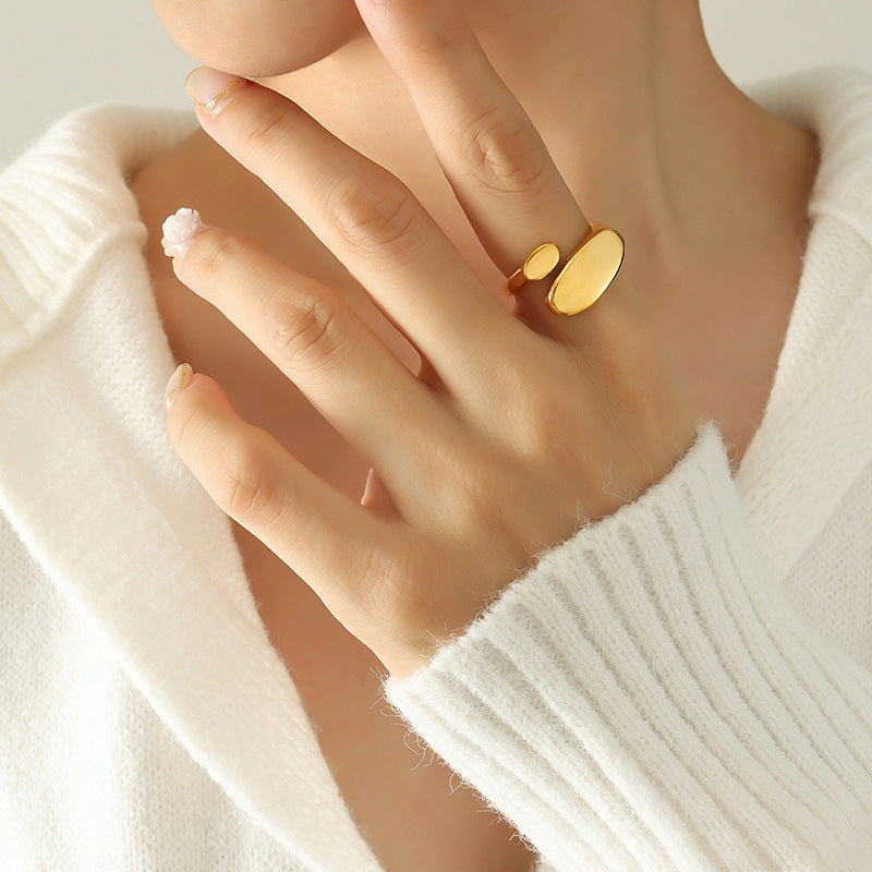 Minimalist Irregular Open Ring Titanium Steel 18k Gold Tail Ring Casting Craft Ring A156