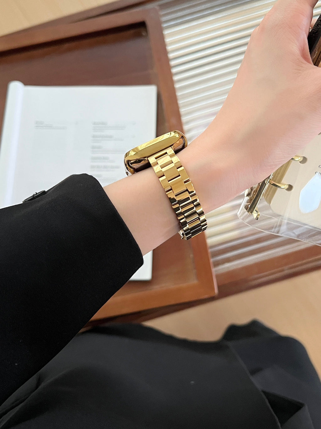 Glossy Slim Triple-Bead Stainless Band for Apple Watch