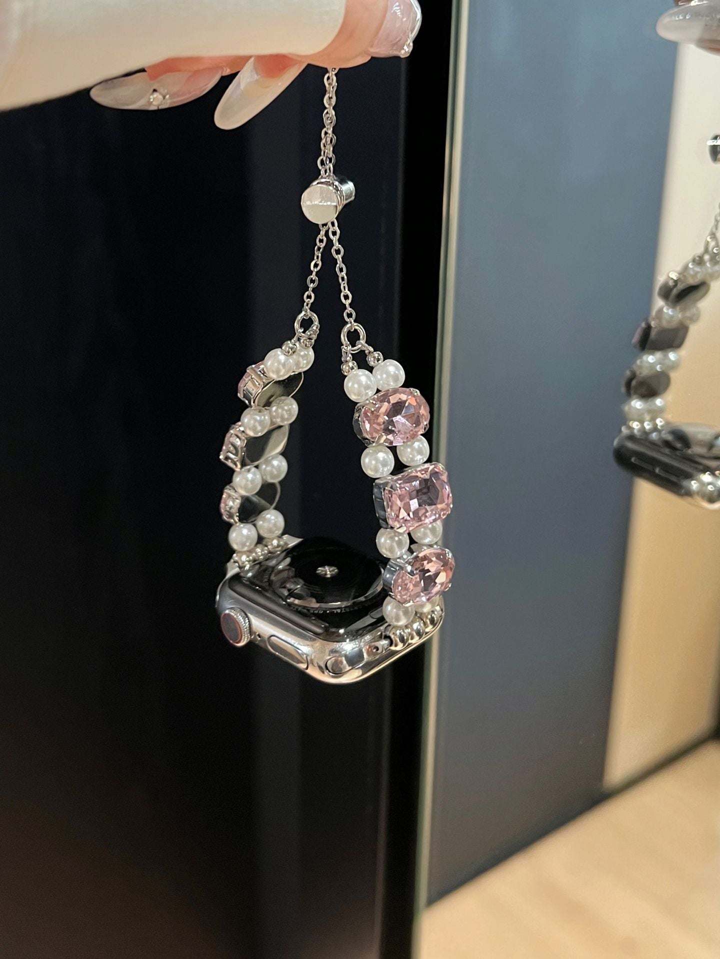 Pearl Square Diamond Zipper Watch Band