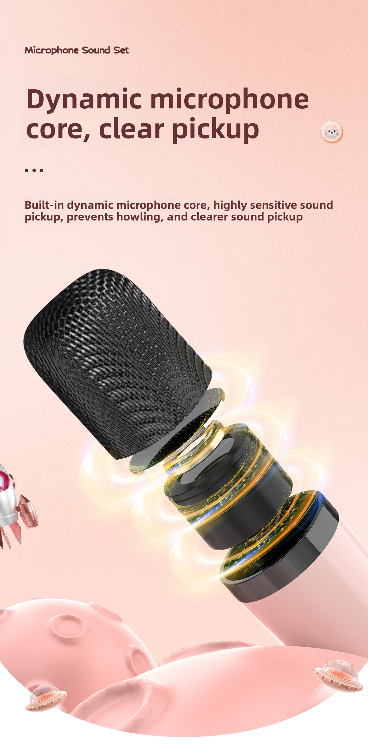 Creative Space Capsule Bluetooth Speaker Portable for Outdoor Singing with Mic