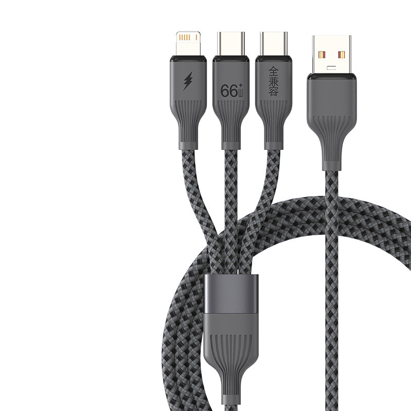 3-in-1 Fast Charging Cable - 6A Universal (iPhone/Android/Type-C)