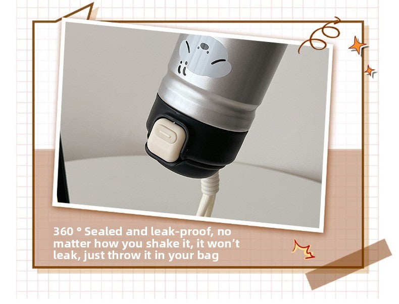 Cartoon Adorable 316 Stainless Steel Insulated Portable Cup with Pop-up Lid for Kids Travel Office