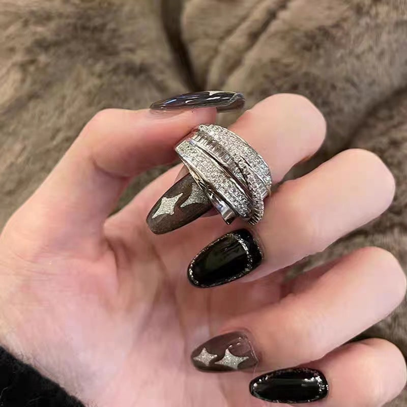 Fashionable Women Geometric Multi-layer Line Open Ins Style Ring Sale