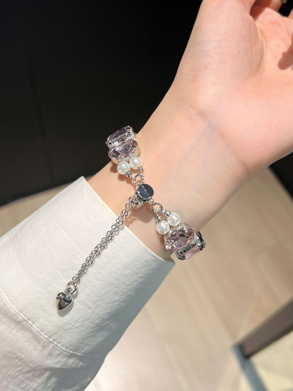 Pearl Square Diamond Zipper Watch Band