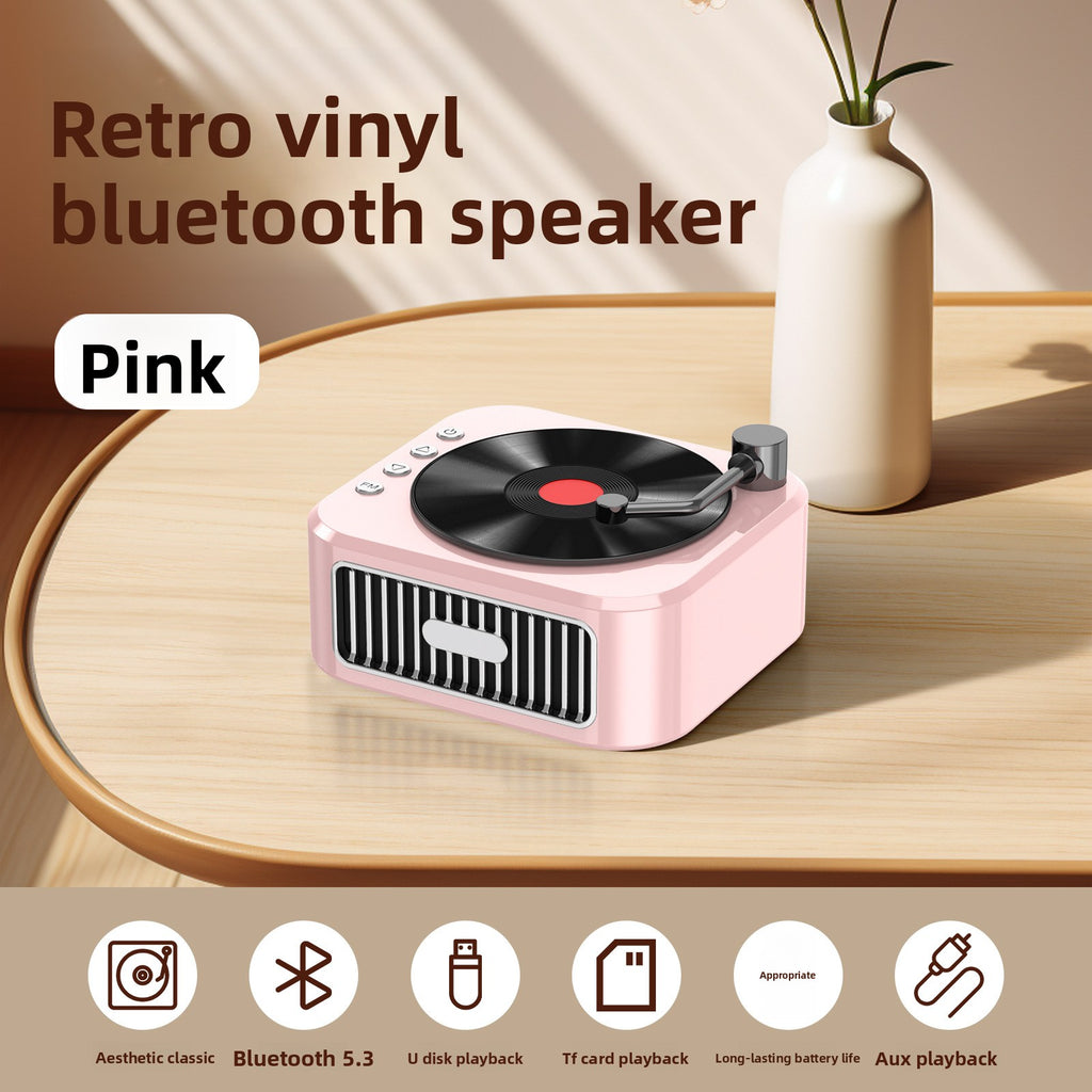 Vinyl Record Style Retro Karaoke Bluetooth Speaker Portable High Quality Sound