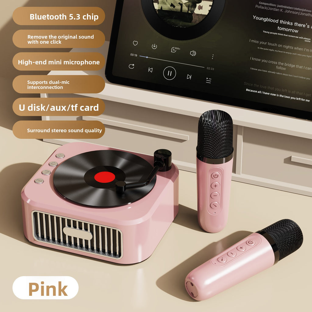 Vinyl Record Style Retro Karaoke Bluetooth Speaker Portable High Quality Sound