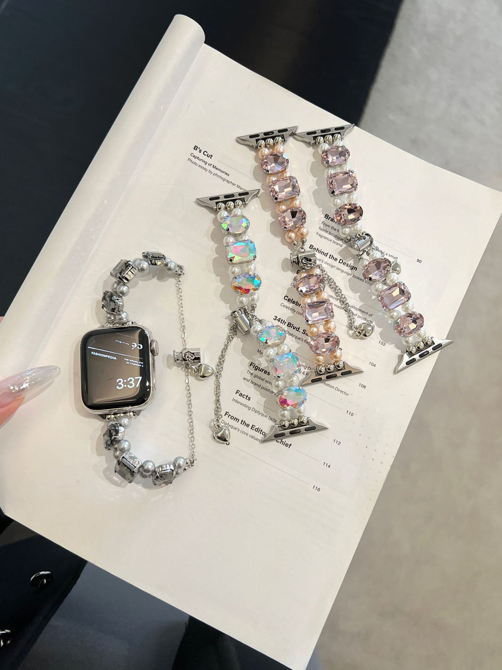 Pearl Square Diamond Zipper Watch Band