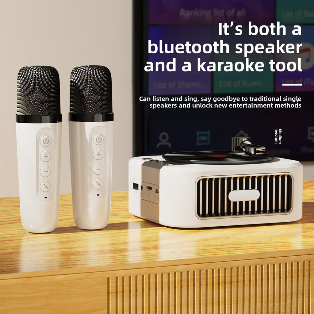 Vinyl Record Style Retro Karaoke Bluetooth Speaker Portable High Quality Sound