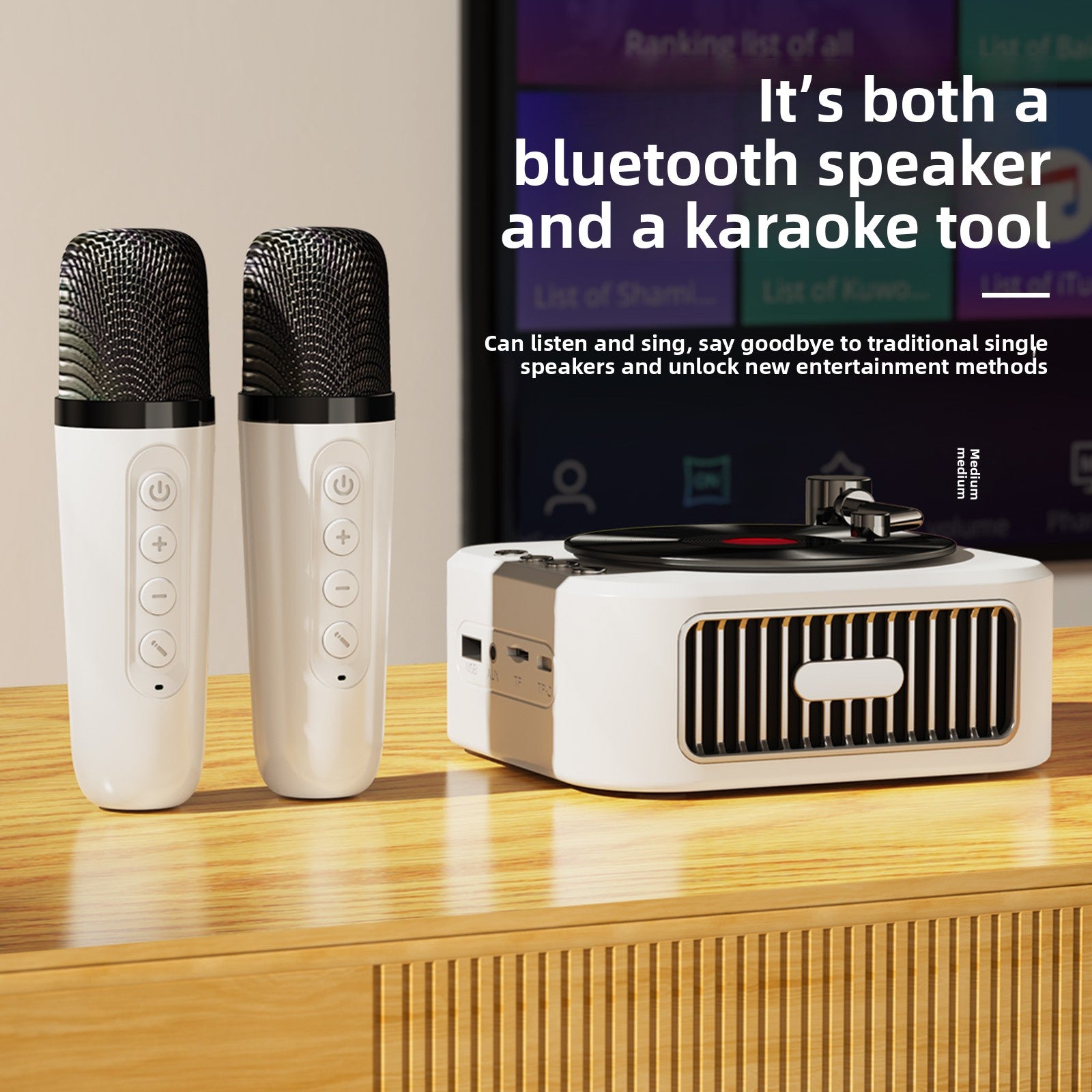 Vinyl Record Style Retro Karaoke Bluetooth Speaker Portable High Quality Sound