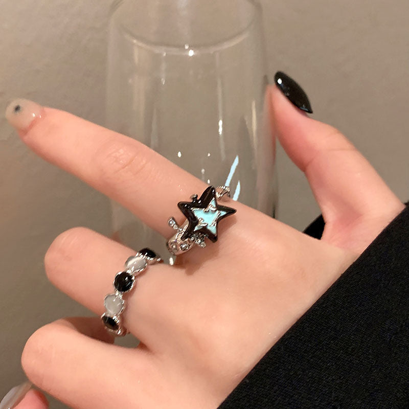 Women's Imitation Cat's Eye Stone Star Couple Ring Trendy Index Finger Niche Wholesale