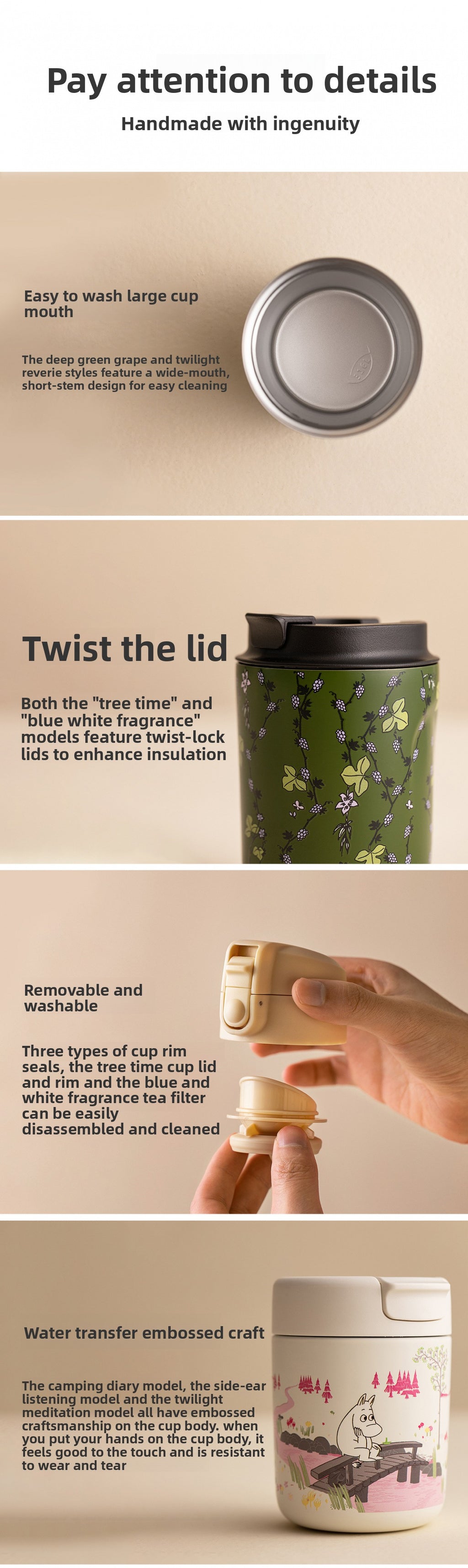 Finland Moomin Cute Portable Stainless Steel Kids Coffee Water Cup