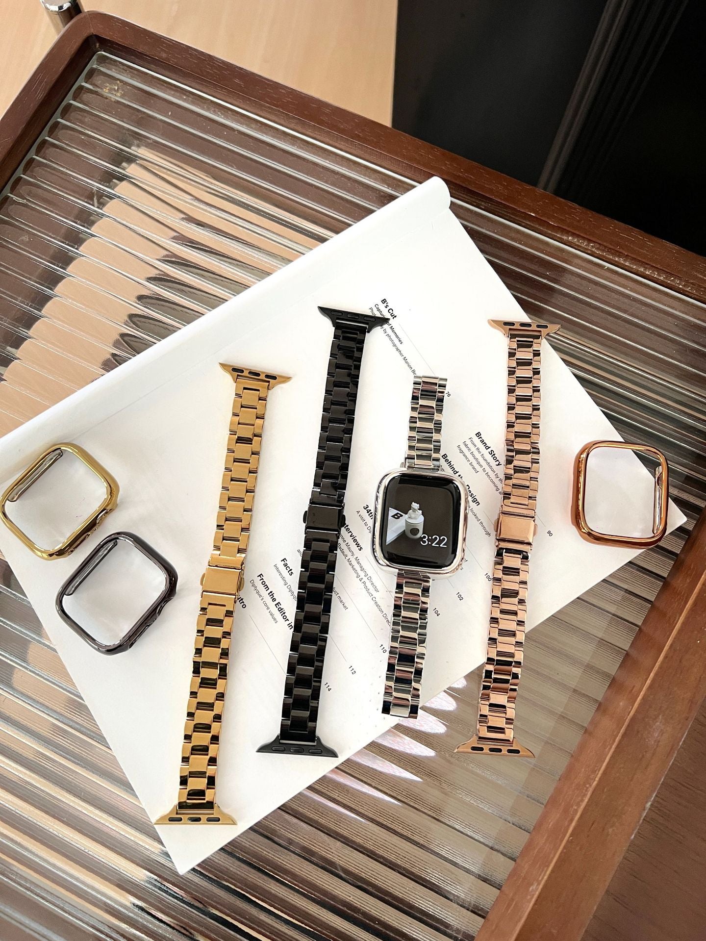 Glossy Slim Triple-Bead Stainless Band for Apple Watch