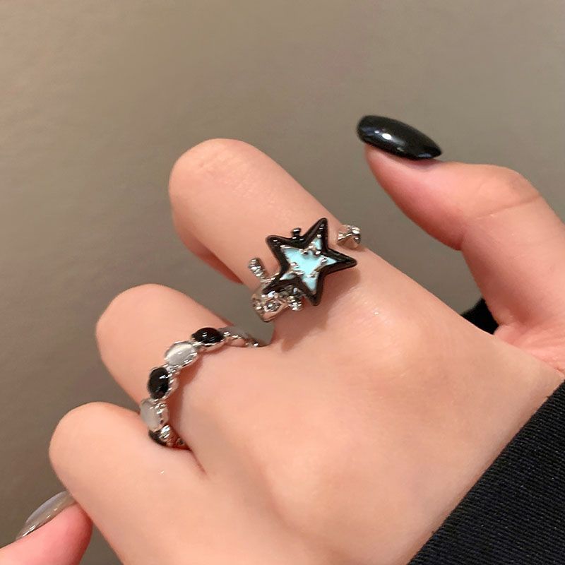 Women's Imitation Cat's Eye Stone Star Couple Ring Trendy Index Finger Niche Wholesale