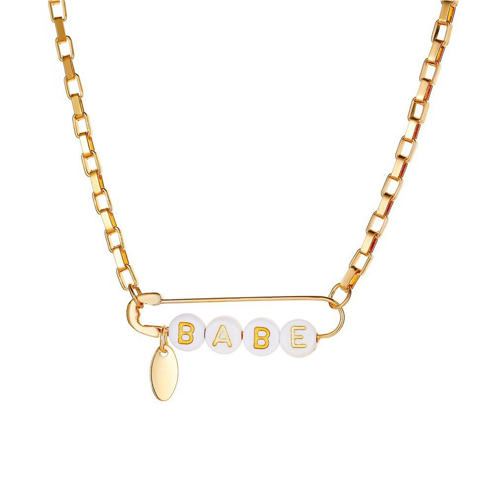 Cold Wind Inspired Personalized Pin Necklace Paper Clip Clavicle Chain Pair