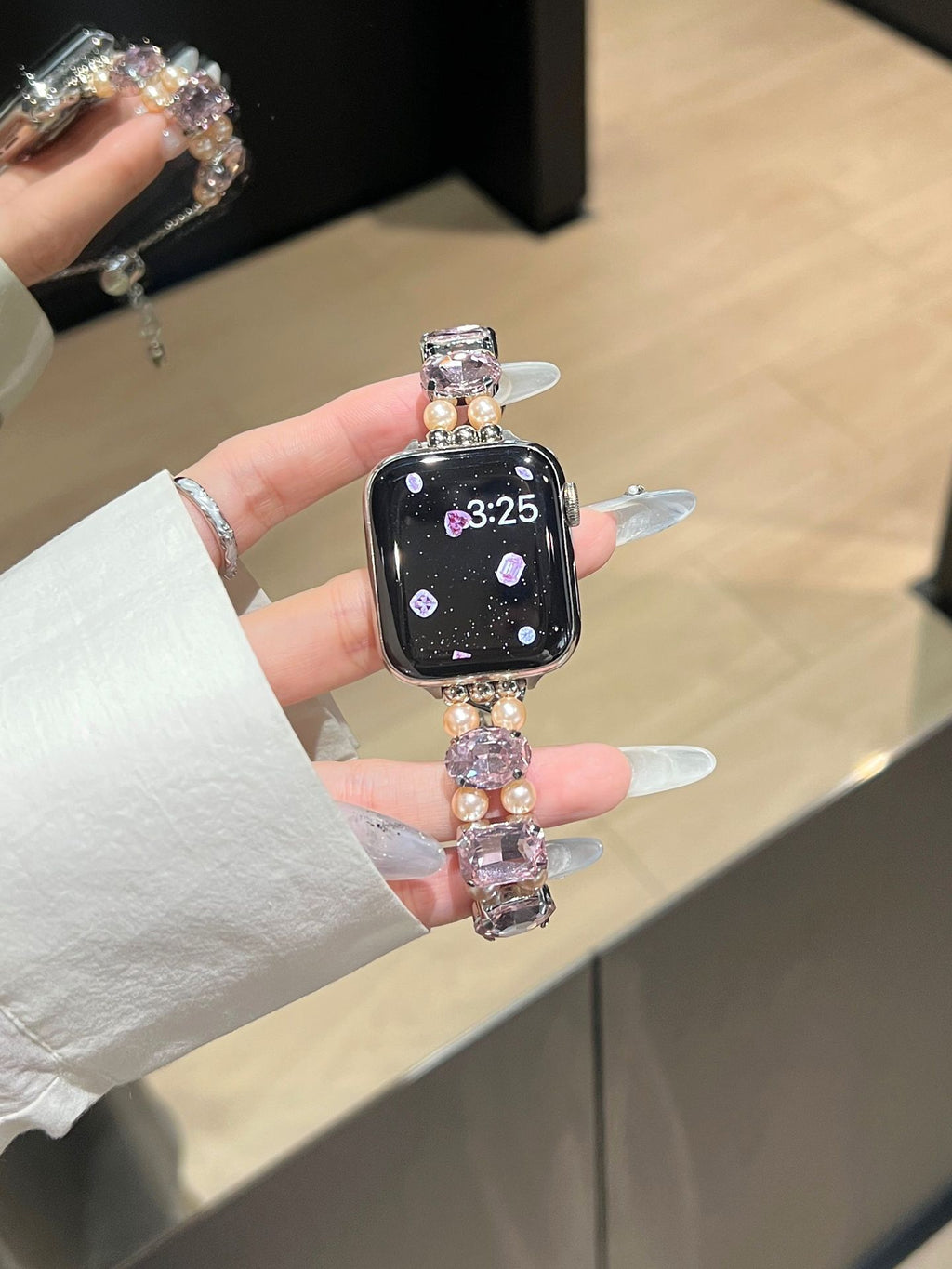 Pearl Square Diamond Zipper Watch Band