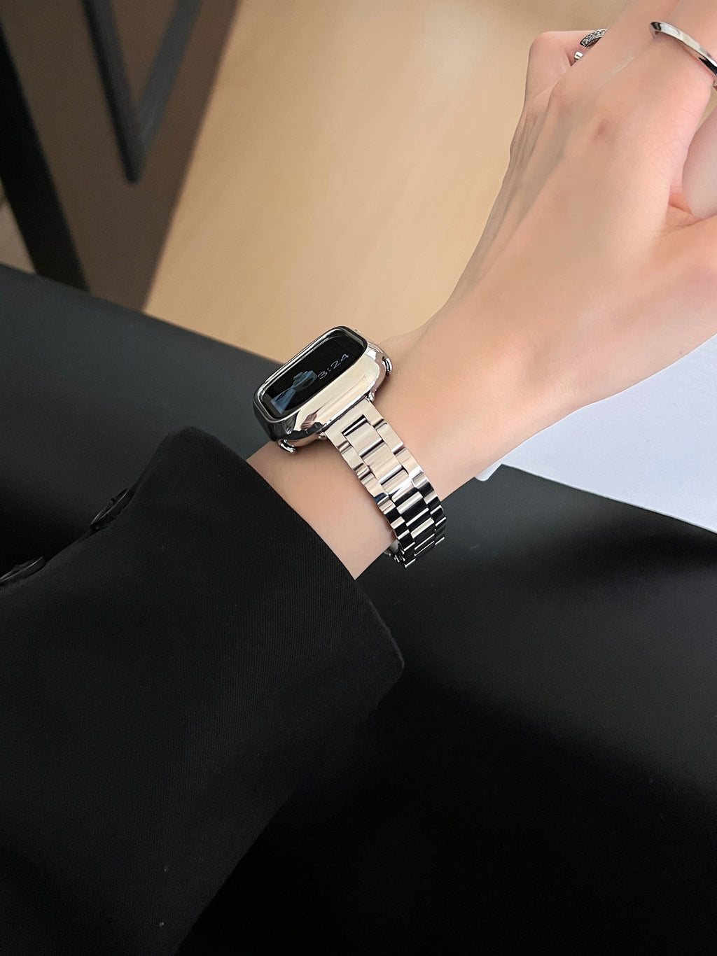 Glossy Slim Triple-Bead Stainless Band for Apple Watch