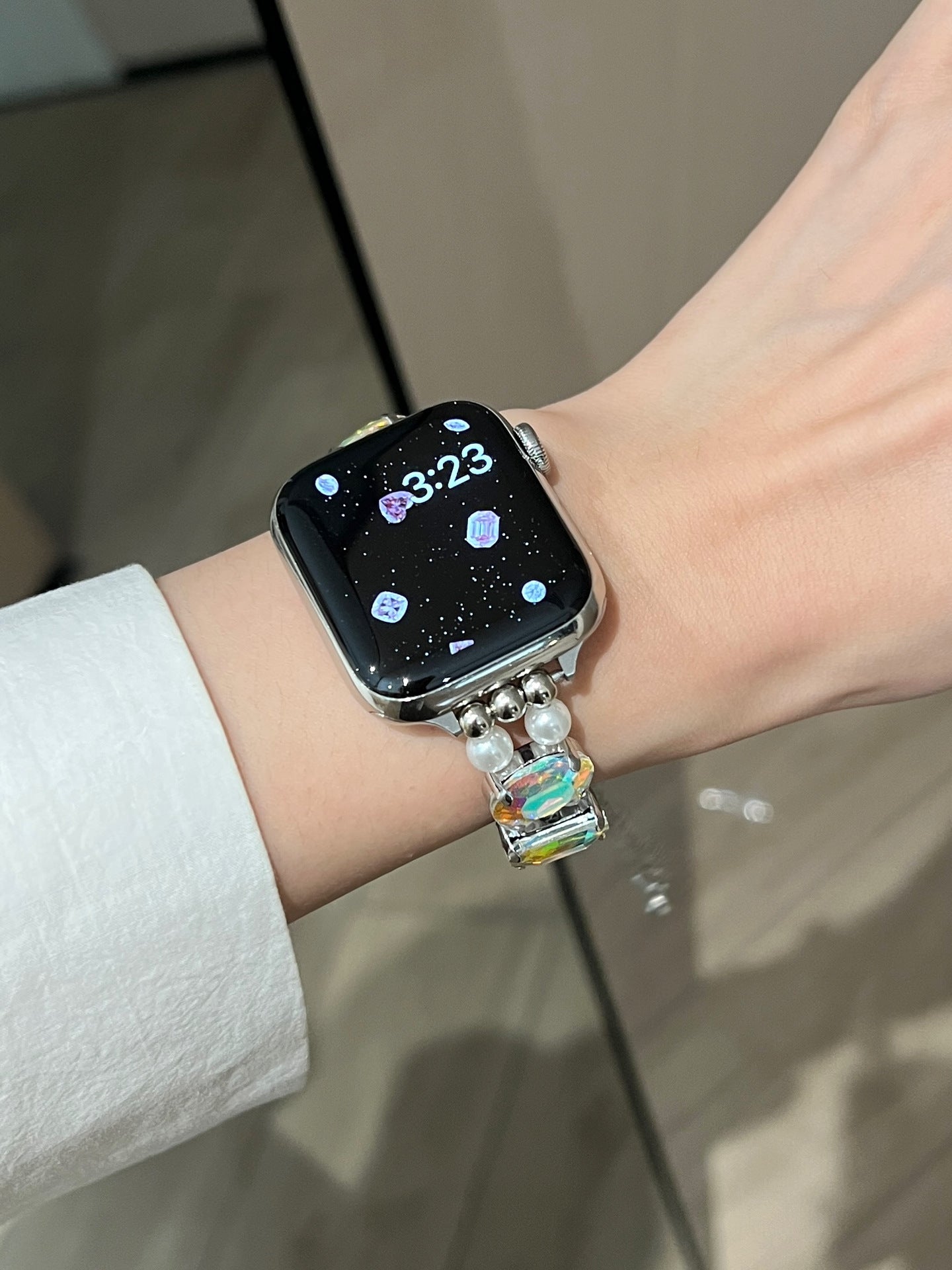 Pearl Square Diamond Zipper Watch Band