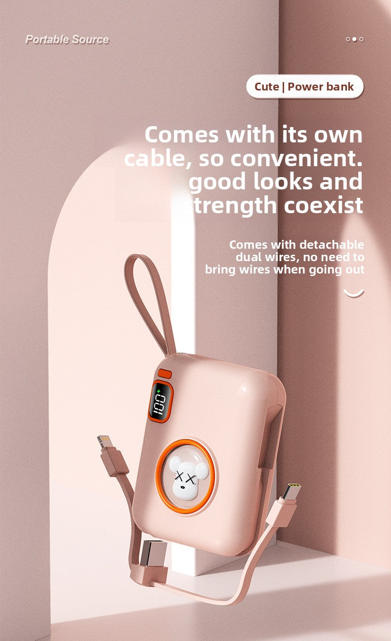 66W Cartoon Power Bank 20000mAh - Built-in Cable with Custom Logo