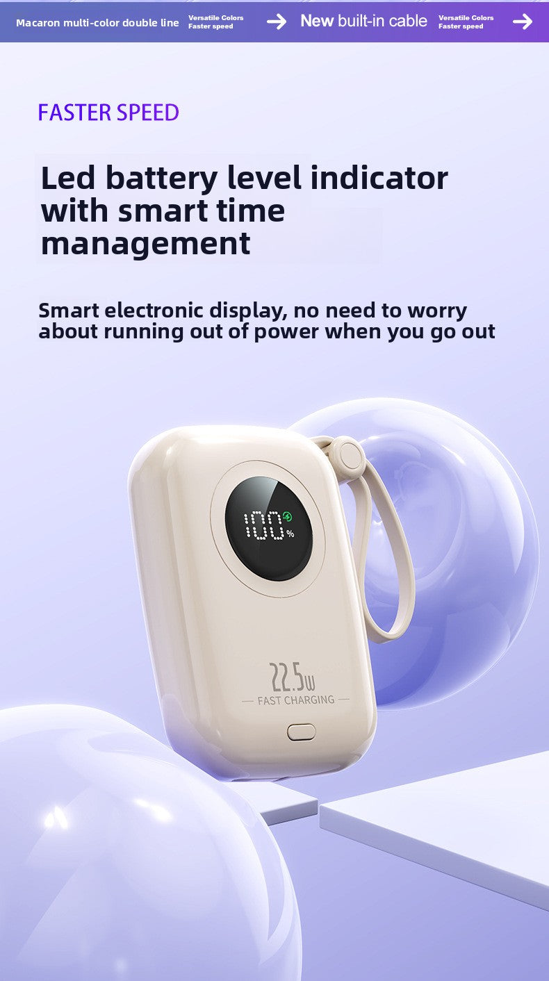 22.5W Power Bank 20000mAh - Built-in Cable for Outdoor Use