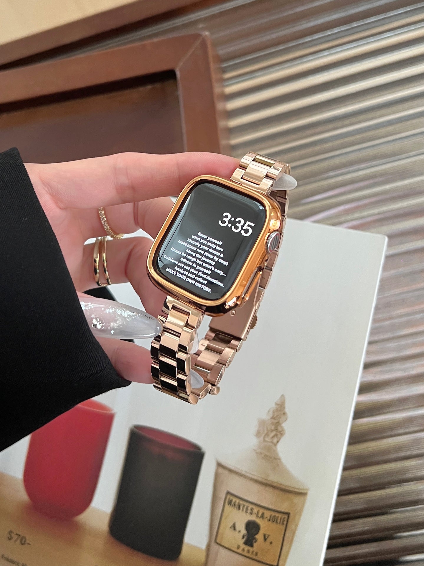 Glossy Slim Triple-Bead Stainless Band for Apple Watch