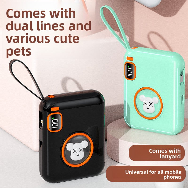 66W Cartoon Power Bank 20000mAh - Built-in Cable with Custom Logo
