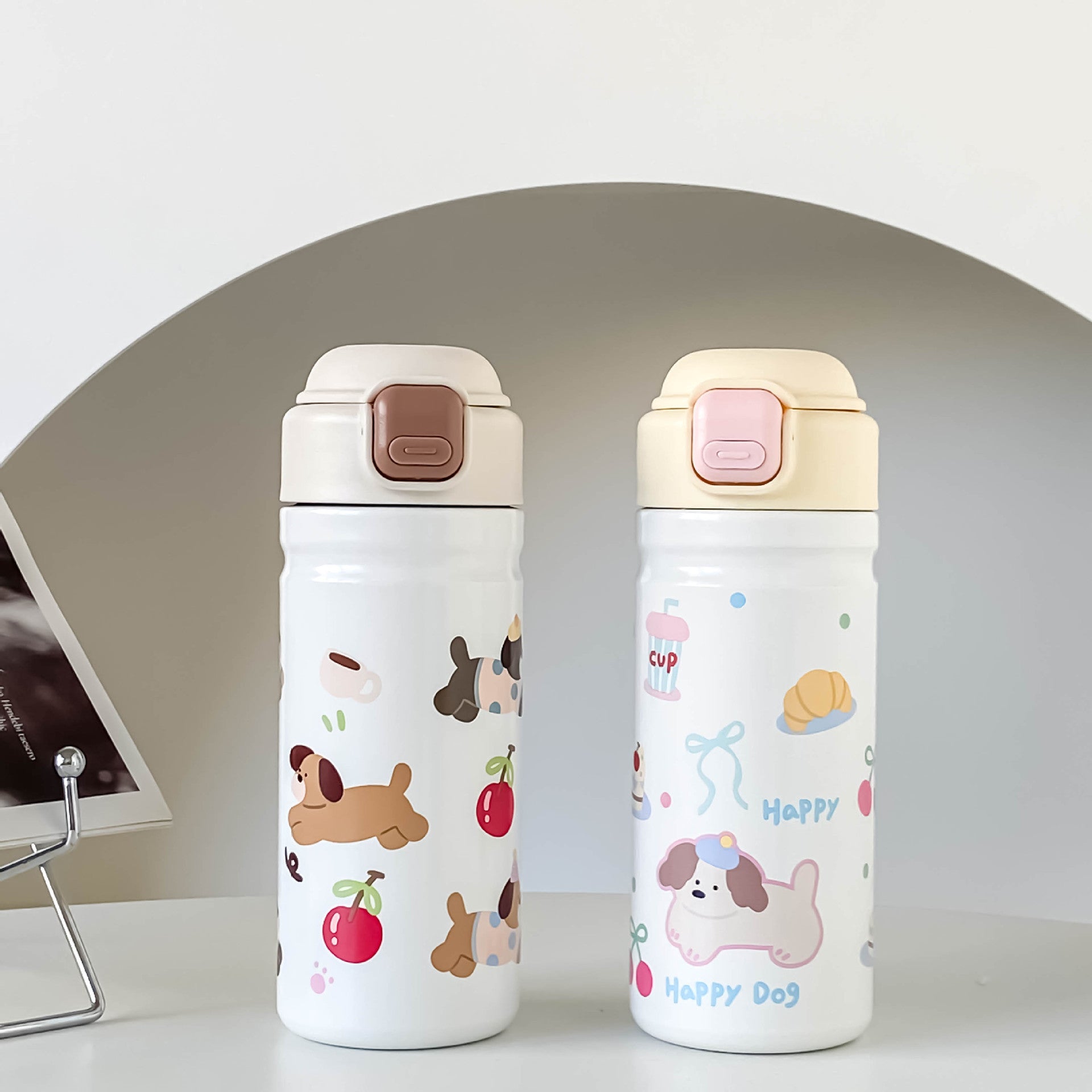 Cartoon Adorable 316 Stainless Steel Insulated Portable Cup with Pop-up Lid for Kids Travel Office