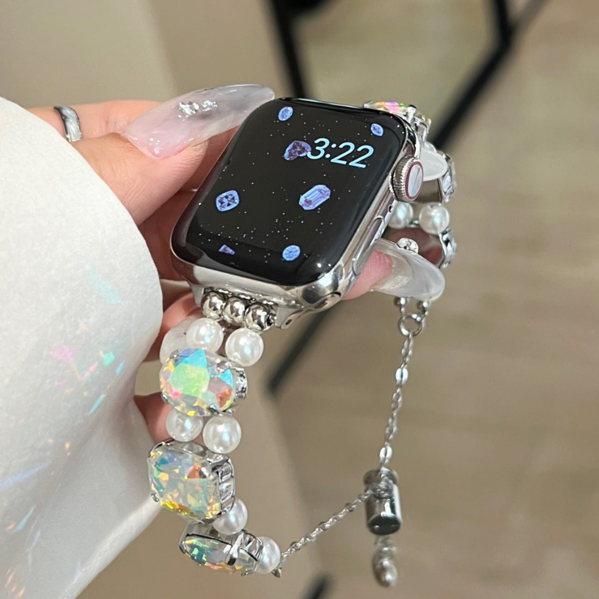 Pearl Square Diamond Zipper Watch Band