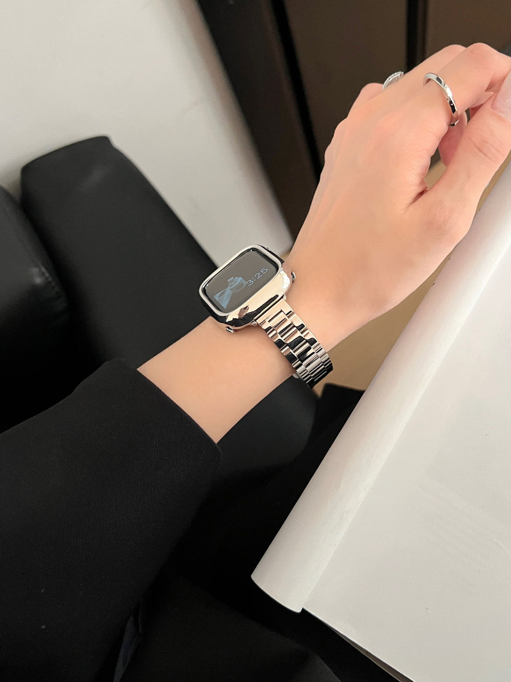 Glossy Slim Triple-Bead Stainless Band for Apple Watch