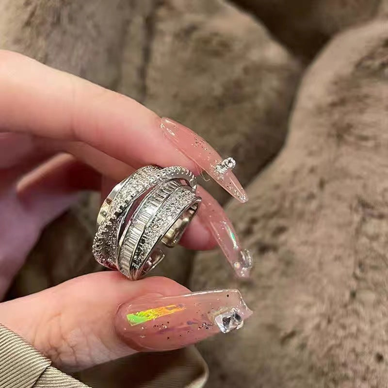 Fashionable Women Geometric Multi-layer Line Open Ins Style Ring Sale