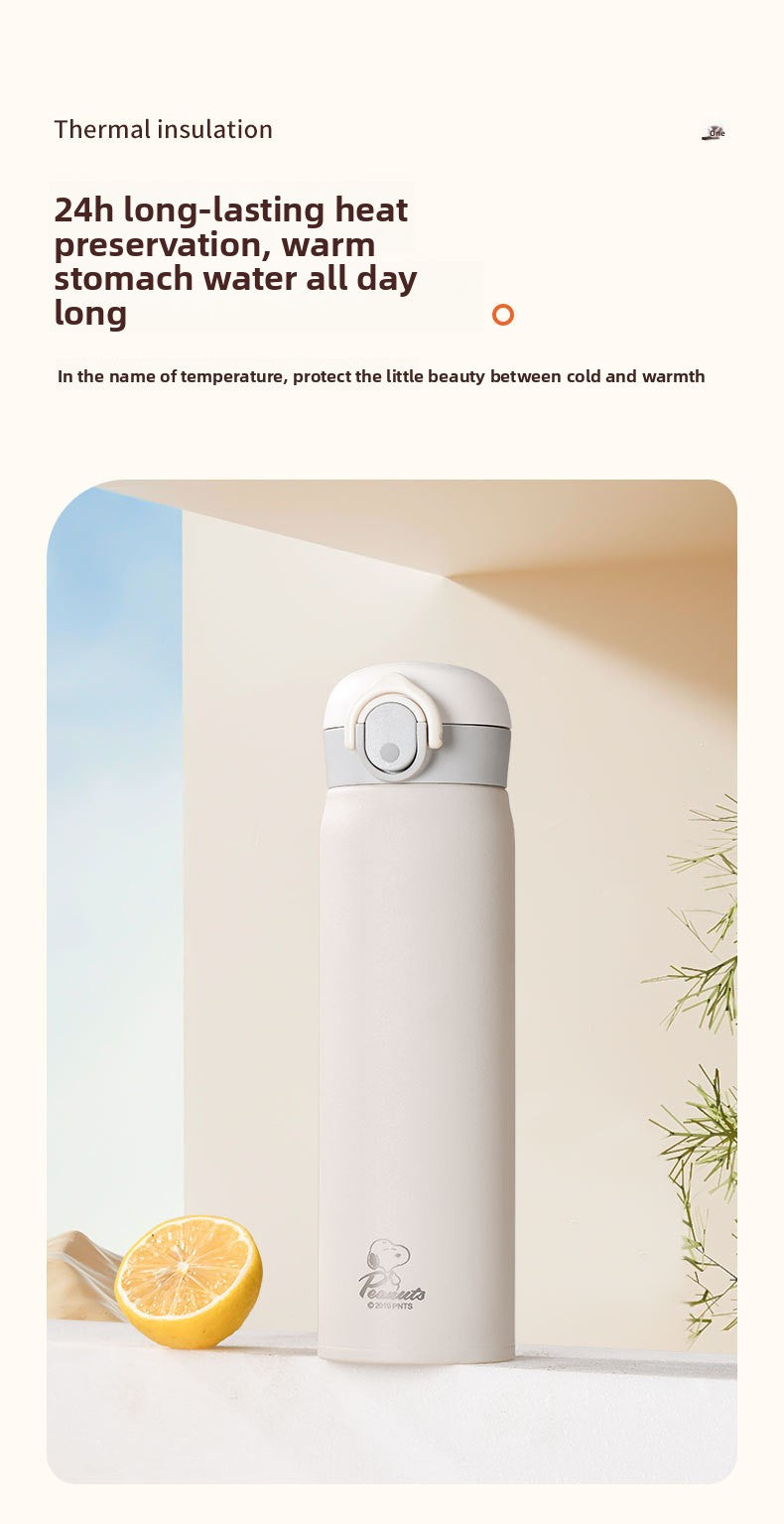 Snoopy Official Cartoon 316 Food Grade Stainless Steel Insulated Cup Portable Flip Lid Car Cup Large Capacity Water Cup