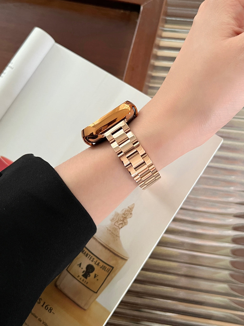 Glossy Slim Triple-Bead Stainless Band for Apple Watch