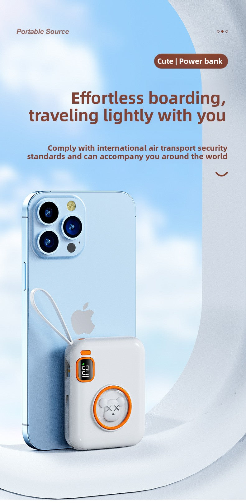 66W Cartoon Power Bank 20000mAh - Built-in Cable with Custom Logo