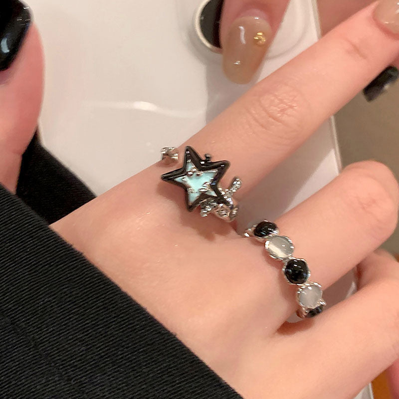 Women's Imitation Cat's Eye Stone Star Couple Ring Trendy Index Finger Niche Wholesale
