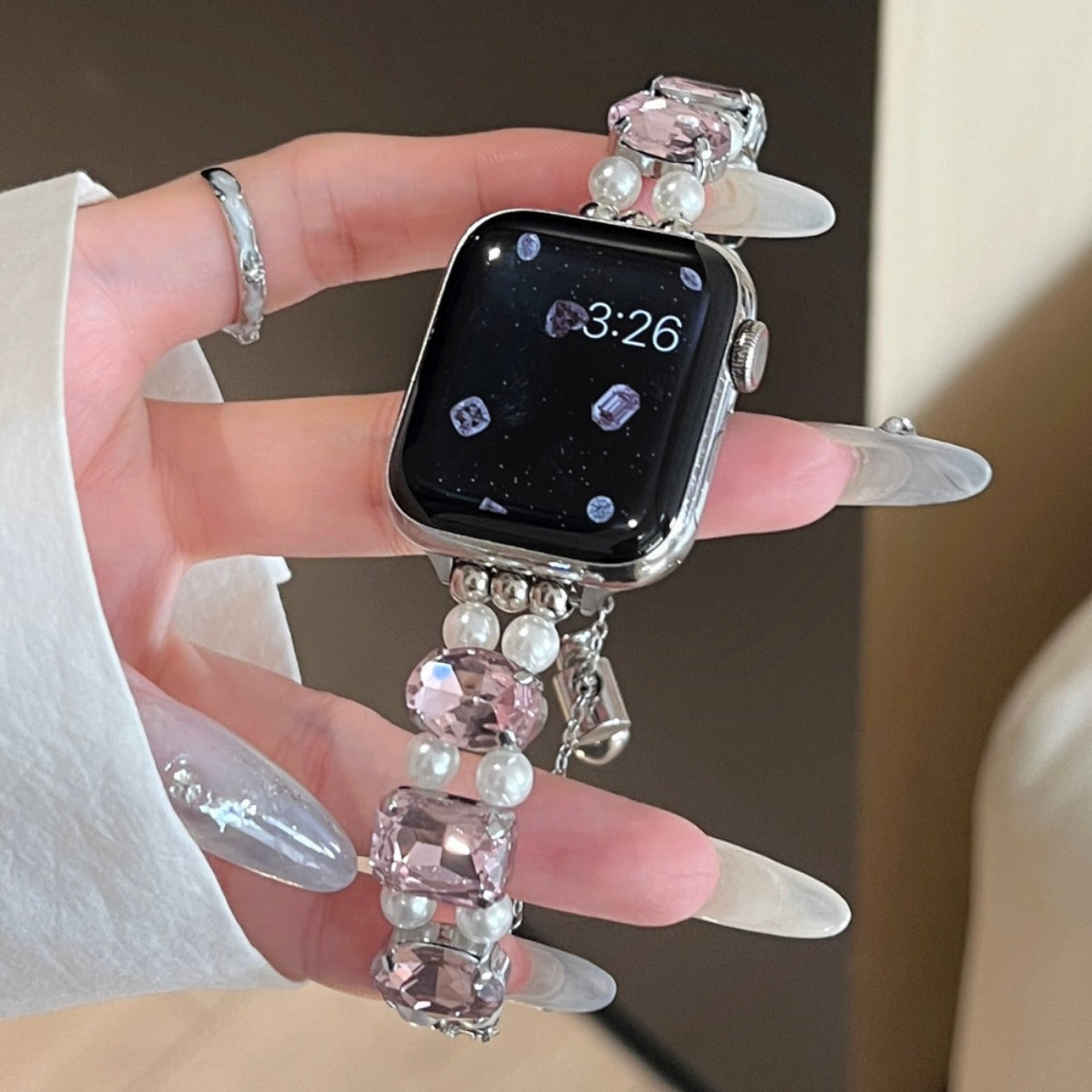 Pearl Square Diamond Zipper Watch Band