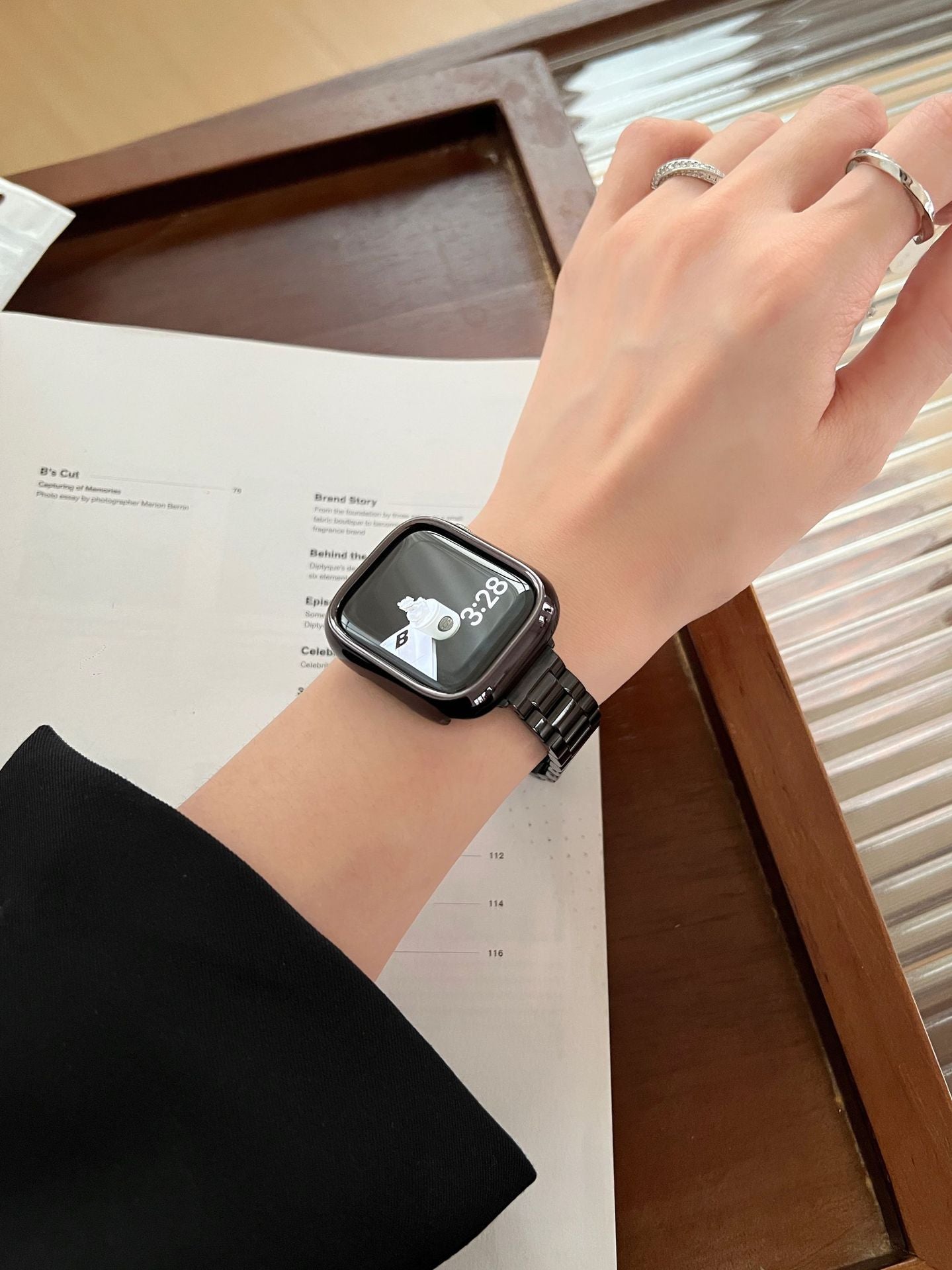 Glossy Slim Triple-Bead Stainless Band for Apple Watch