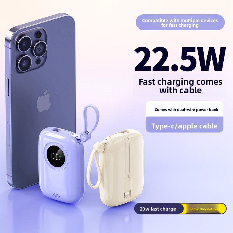 22.5W Power Bank 20000mAh - Built-in Cable for Outdoor Use