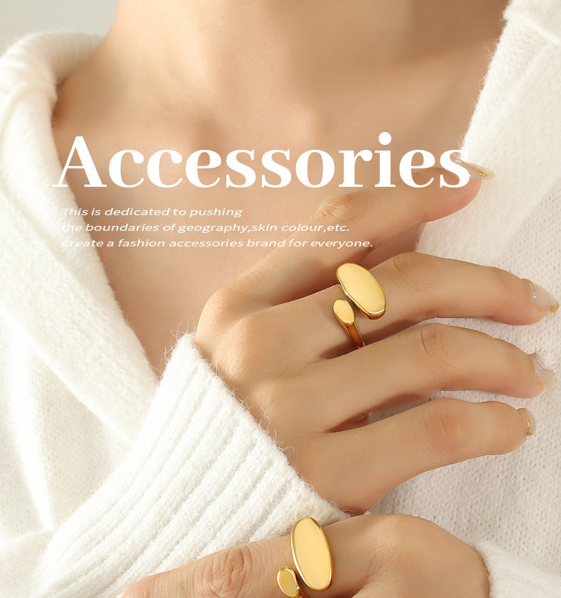 Minimalist Irregular Open Ring Titanium Steel 18k Gold Tail Ring Casting Craft Ring A156