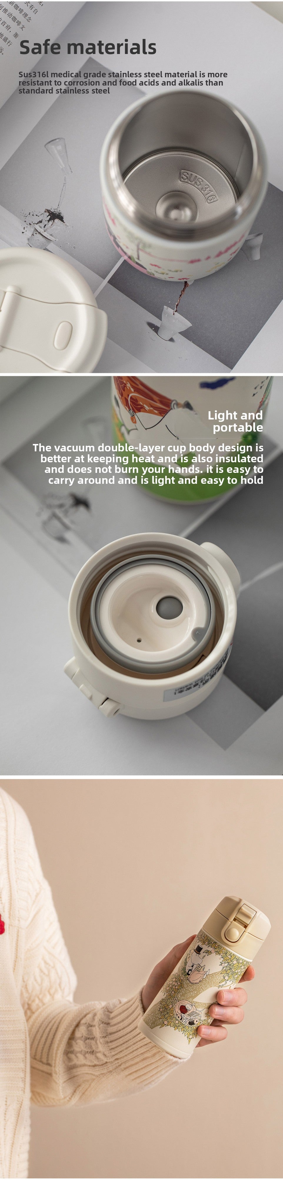 Finland Moomin Cute Portable Stainless Steel Kids Coffee Water Cup