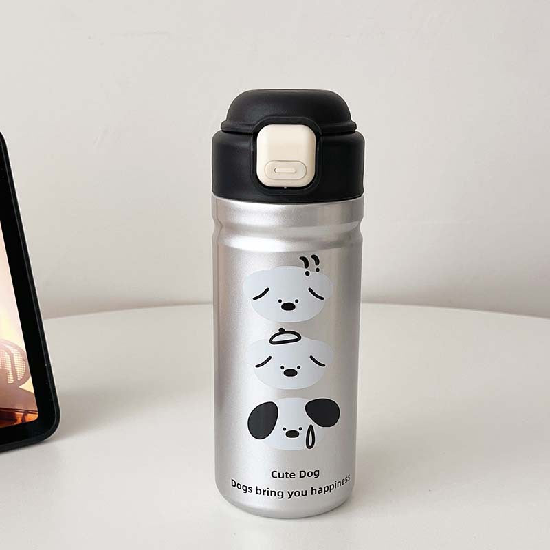 Cartoon Adorable 316 Stainless Steel Insulated Portable Cup with Pop-up Lid for Kids Travel Office