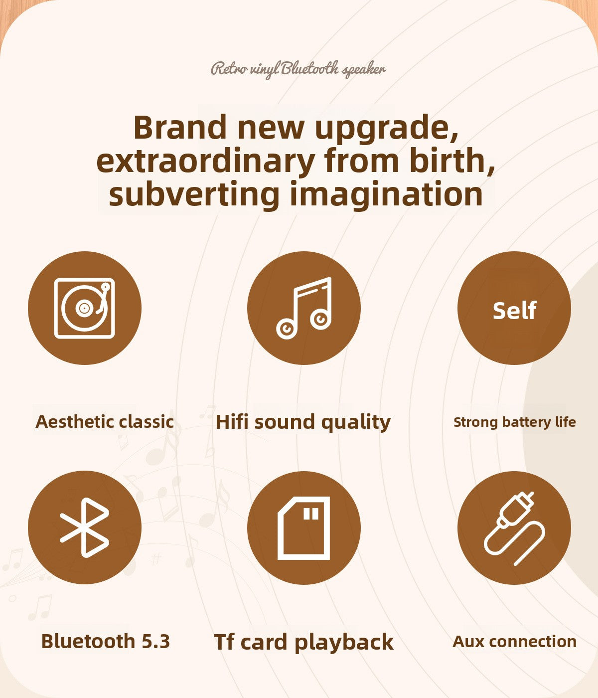 Vinyl Record Style Retro Karaoke Bluetooth Speaker Portable High Quality Sound