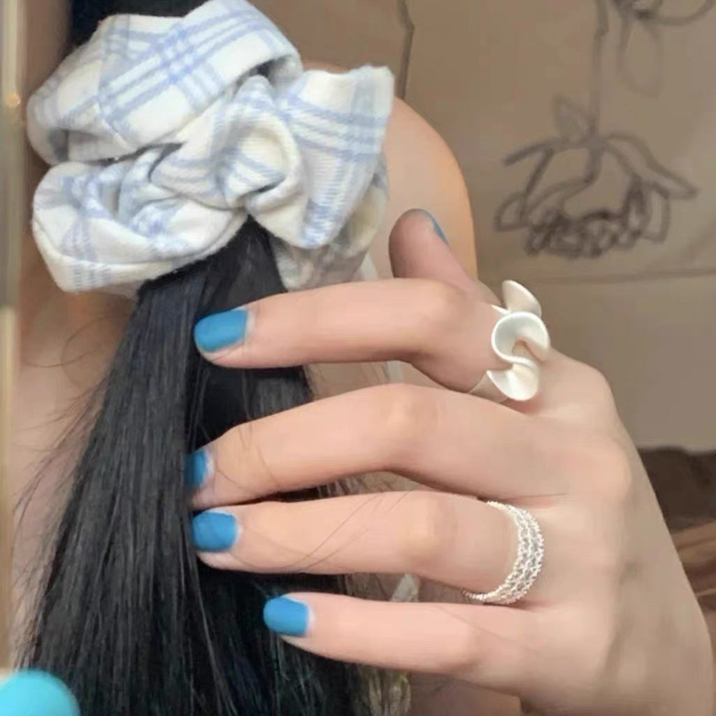 Wave and Skirt Zircon Lace Ring INS Design Matte Silver Adjustable Open Ring for Women